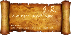 Genzinger Reményke névjegykártya